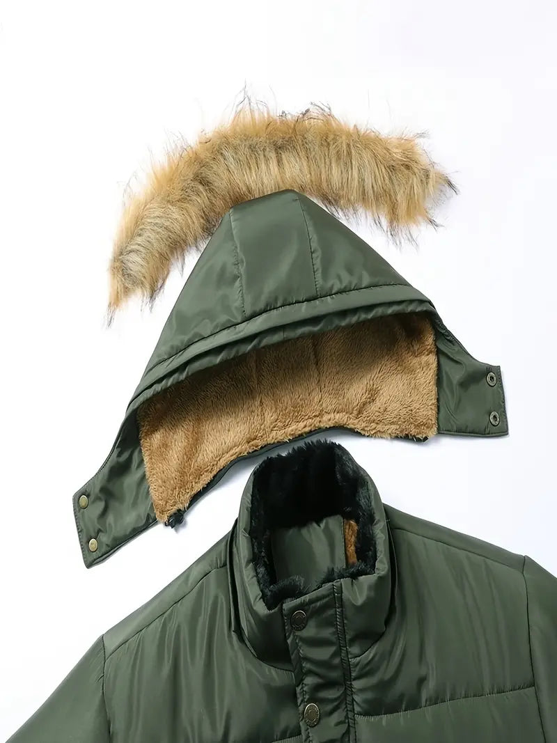 Heren winterjas | Warme parka met bontkraag en capuchon