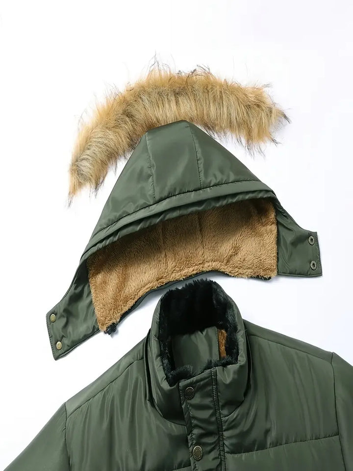 Heren winterjas | Warme parka met bontkraag en capuchon