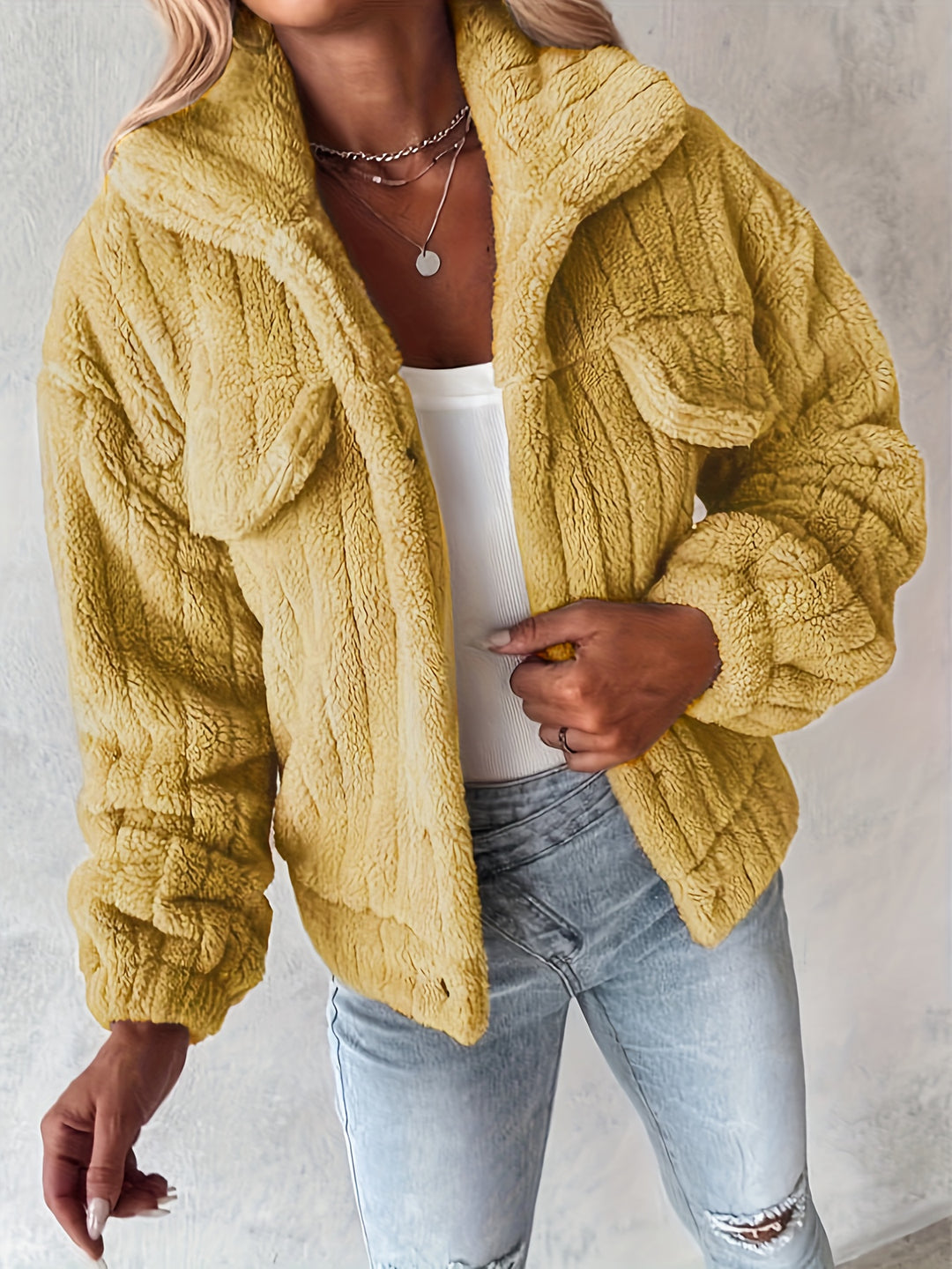 Teddy jas dames | Warme winterjas dames met zakken