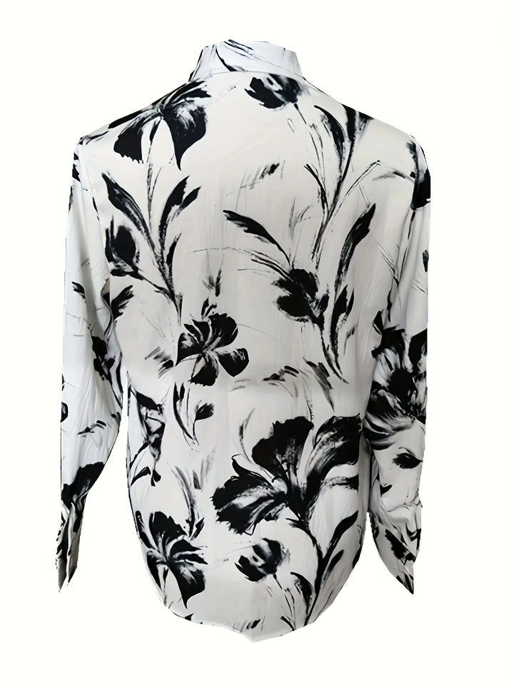 Dames blouse | Bloemenprint shirt met knopen en lange mouw