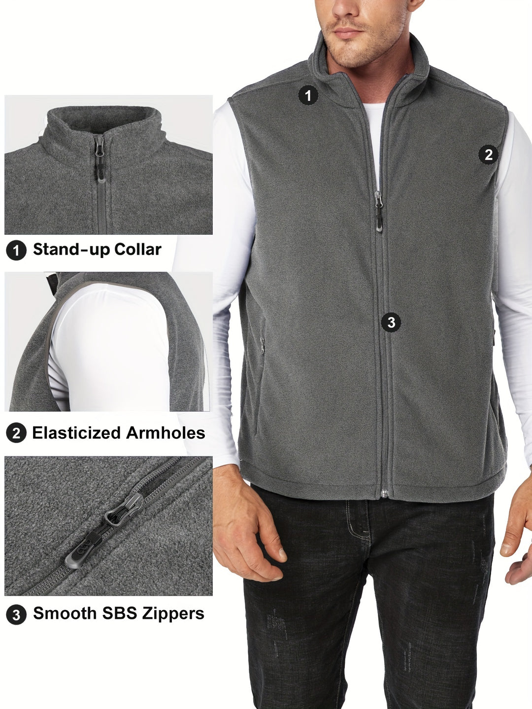 Fleece vest heren | Lichtgewicht mouwloos vest met rits