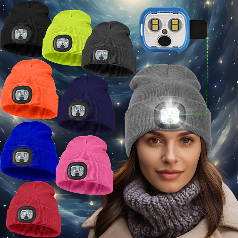 Unisex Wintermuts met Ingebouwde LED Lamp – Oplaadbare Verlichte Beanie voor Buitenactiviteiten