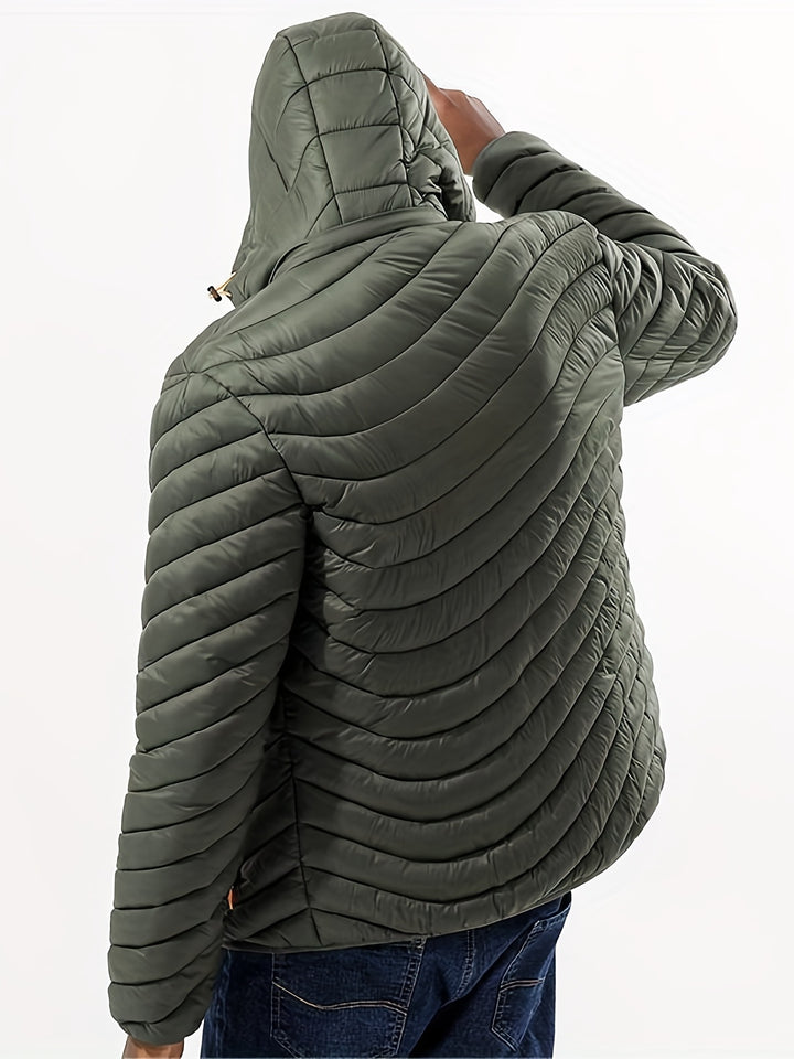 Heren donsjas | Warme winterjas met capuchon en rits