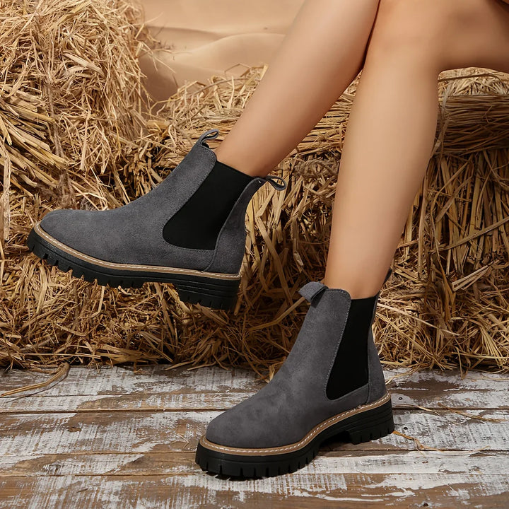 Dames enkellaarsjes | Groene chelsea boots met dikke zool