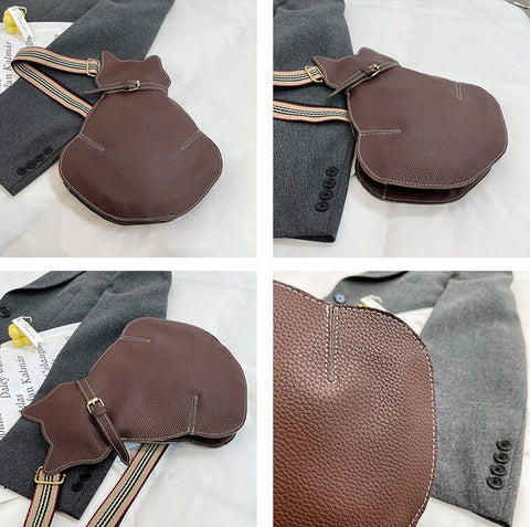 Dames crossbody schoudertas in katvorm met verstelbare schouderband