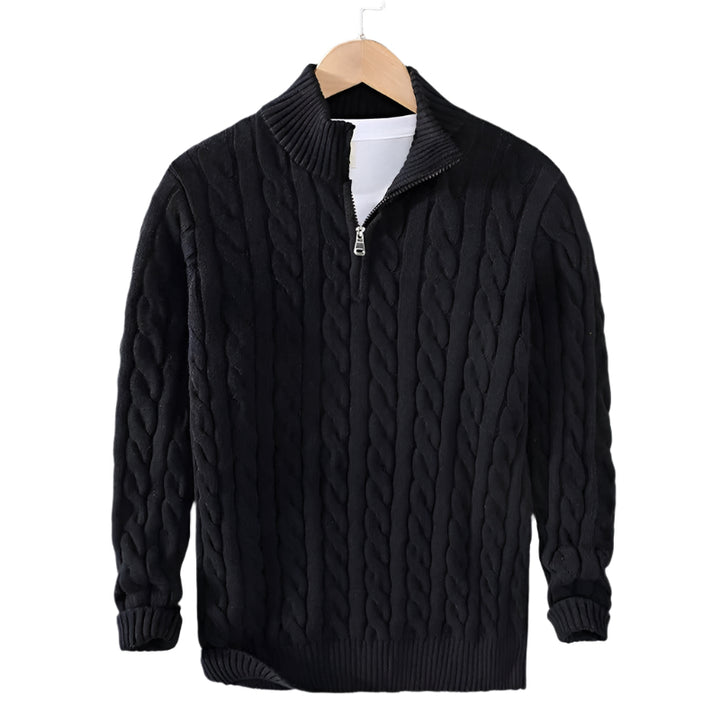 CableEase Sweater | Quarter‑zip katoenen kabeltrui