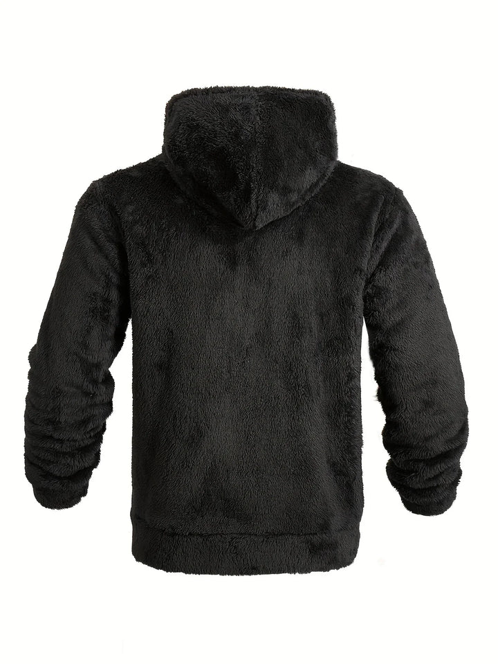 Heren teddy hoodie | Warme fleece trui met rits en capuchon