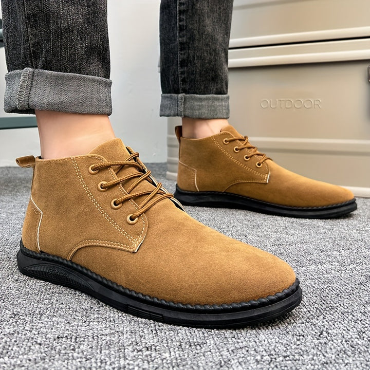 Enkellaarzen heren | Suèdelook veterschoenen met antislip zool