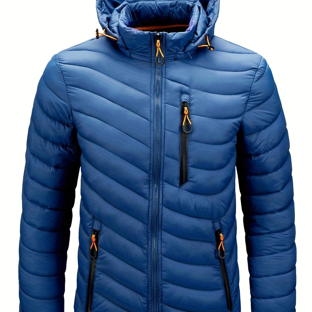Heren donsjas | Warme winterjas met capuchon en rits