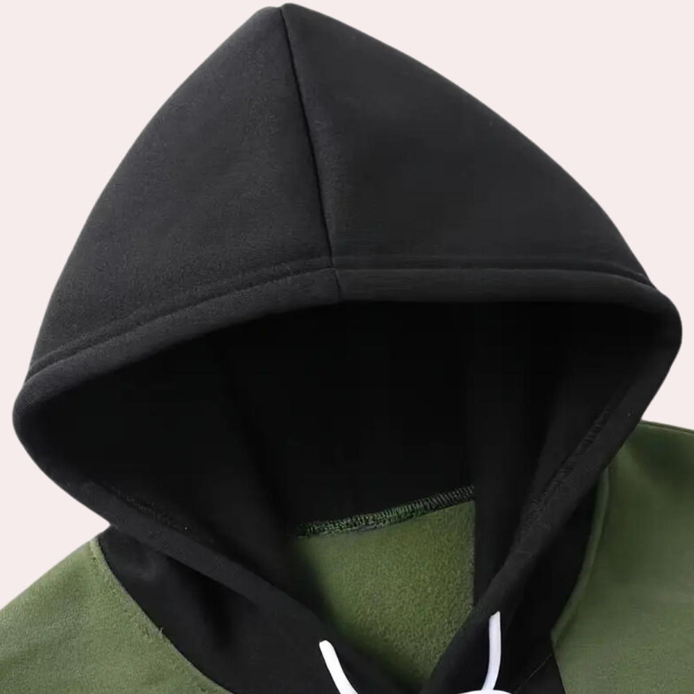 Callan | Heren tweekleurige hoodie met capuchon en trekkoord