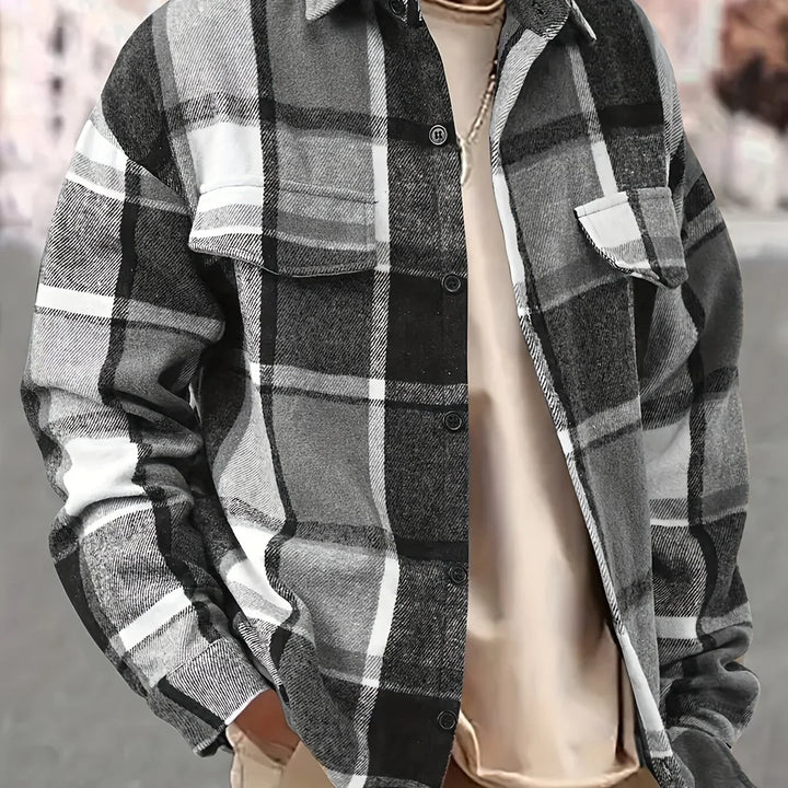 Heren overhemd | Geruit flanel shirt met lange mouw