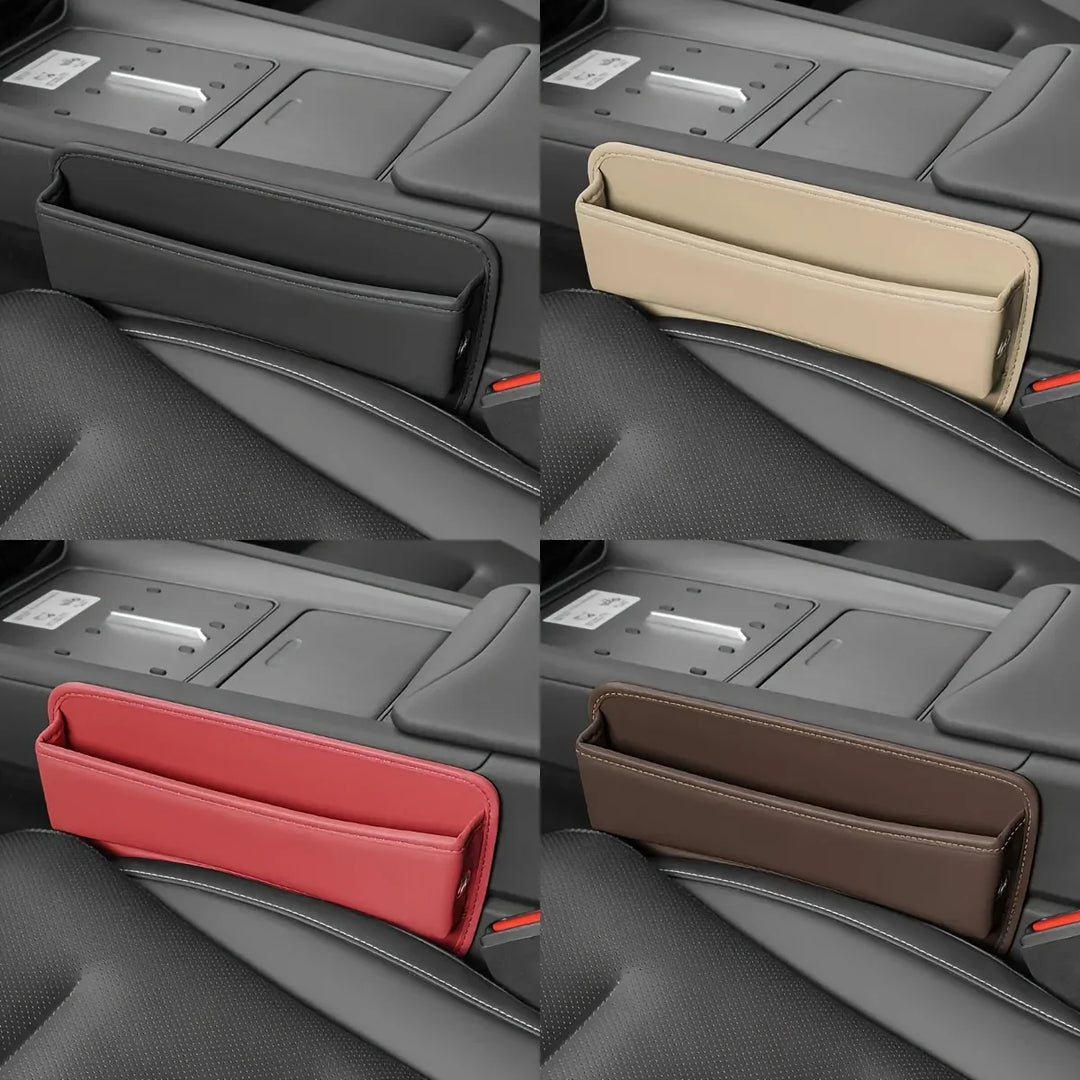 Auto stoel organizer | Leren opbergbox met vakken en kaarthouder