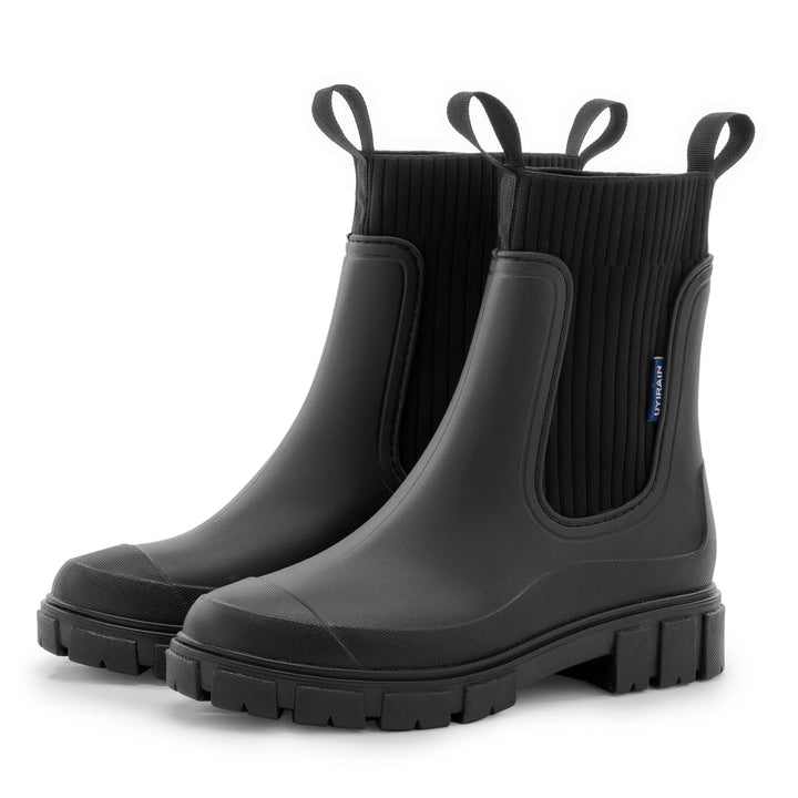 Dames regenlaarzen | Beige chelsea boots met dikke zool