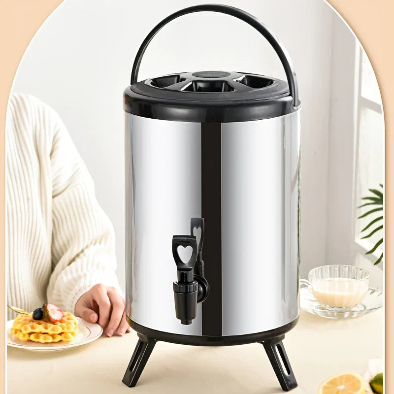 RVS drankdispenser groot | Geïsoleerde tapkan met kraan voor koffie en sap