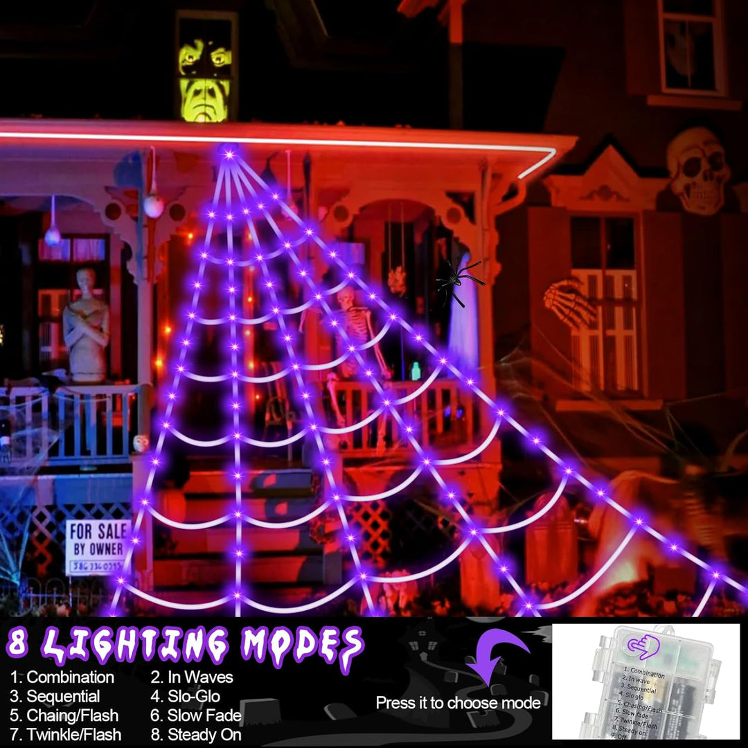 Spectral Web | Lichtgevend XXL spinnenweb voor Halloween