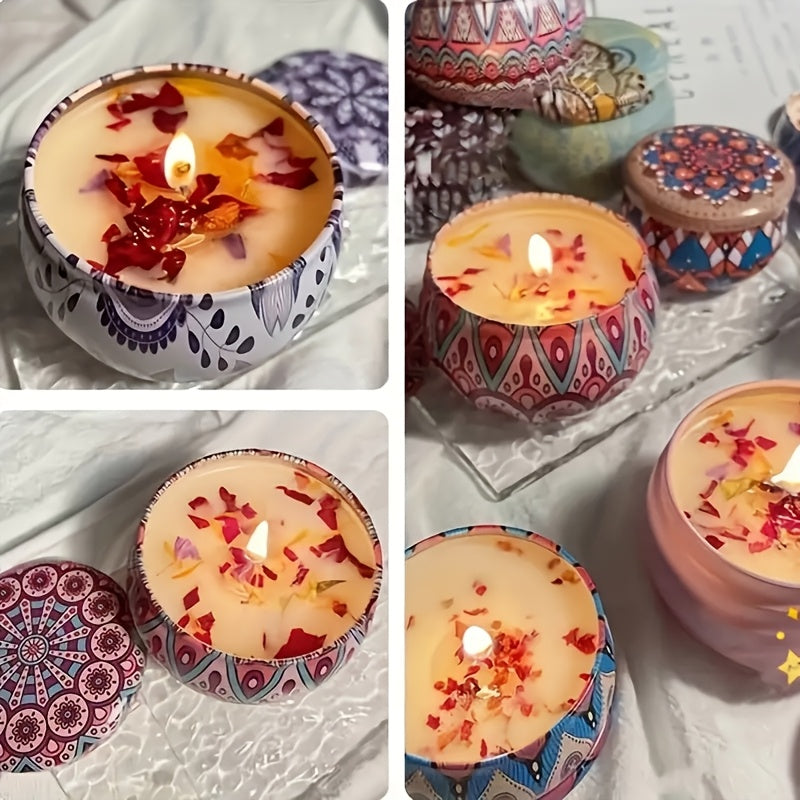 Geurkaars cadeau set | 4 geurkaarsen lavendel roos jasmijn