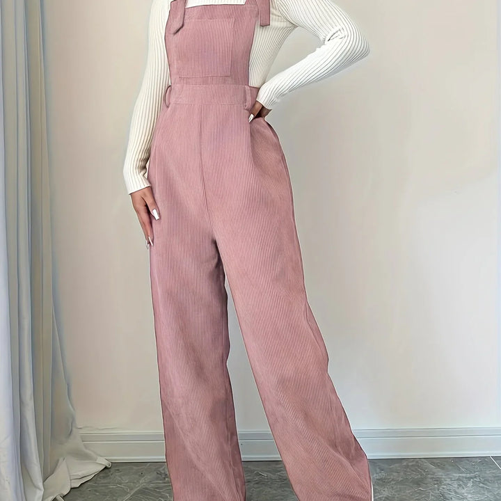 Dames tuinbroek | Lichtbruin casual model met knopen en brede band