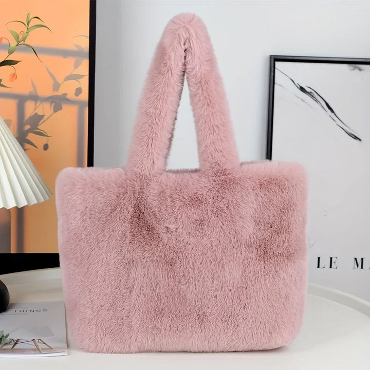 Dames faux fur tas | Pluche shopper in roze of wit
