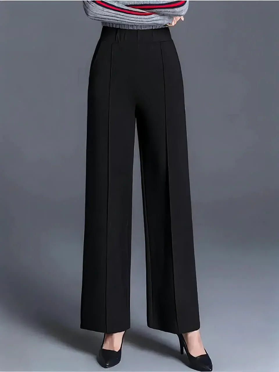 Dames pantalon | Hoge taille wide leg broek voor kantoor