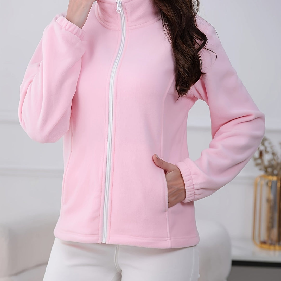Dames winterjas | Fluffy fleece jas met hoge kraag en zakken
