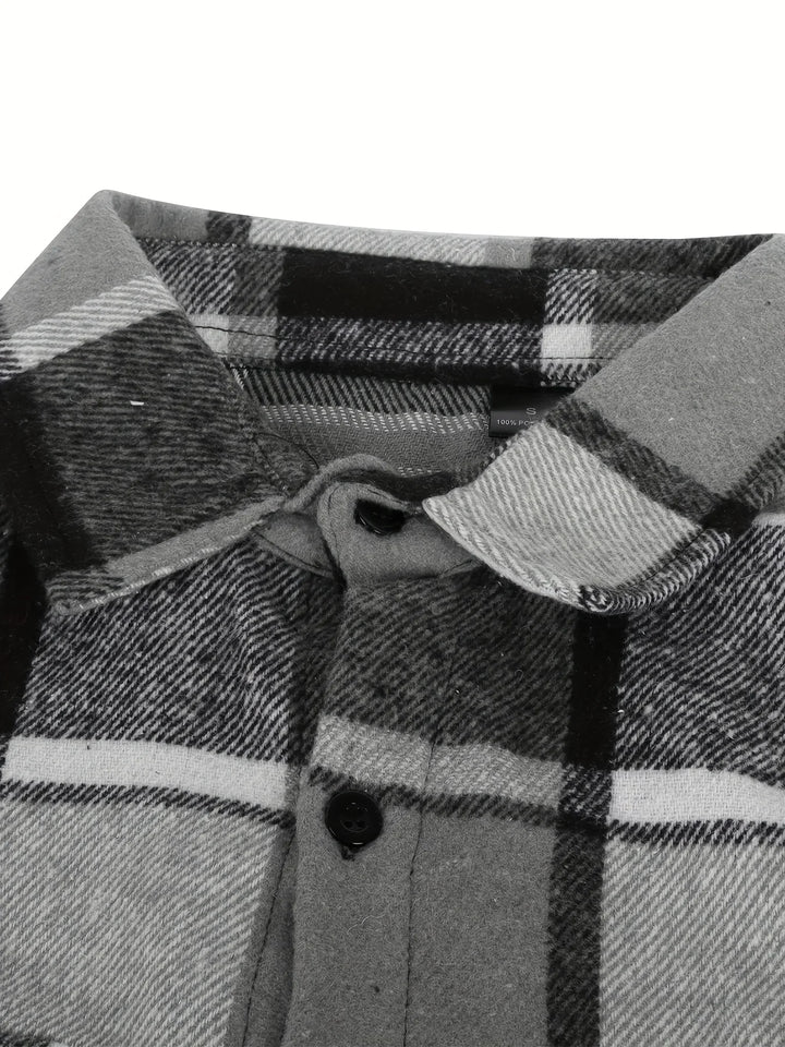 Heren overhemd | Geruit flanel shirt met lange mouw