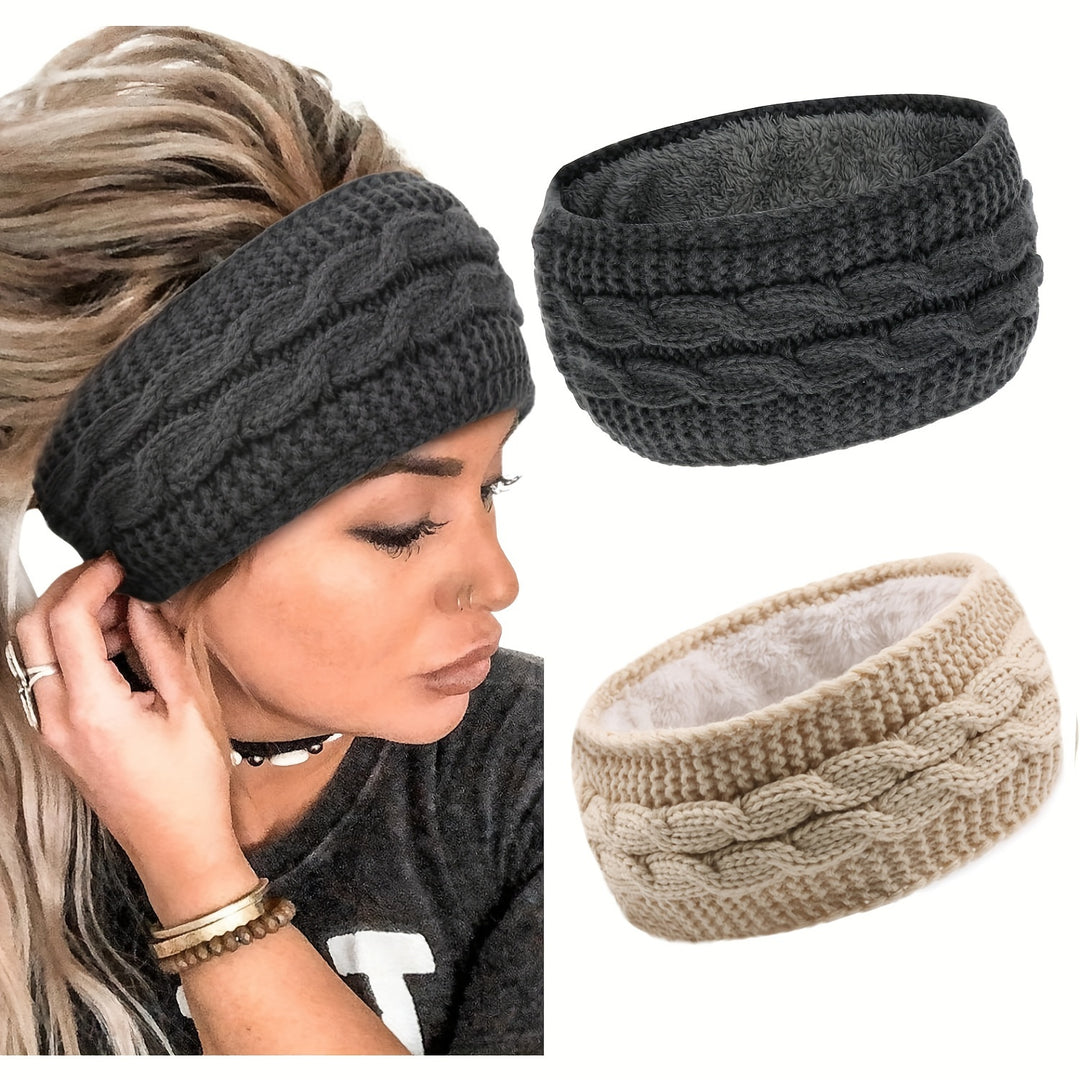 Winter hoofdband dames | Fleece oorwarmers 2-pack