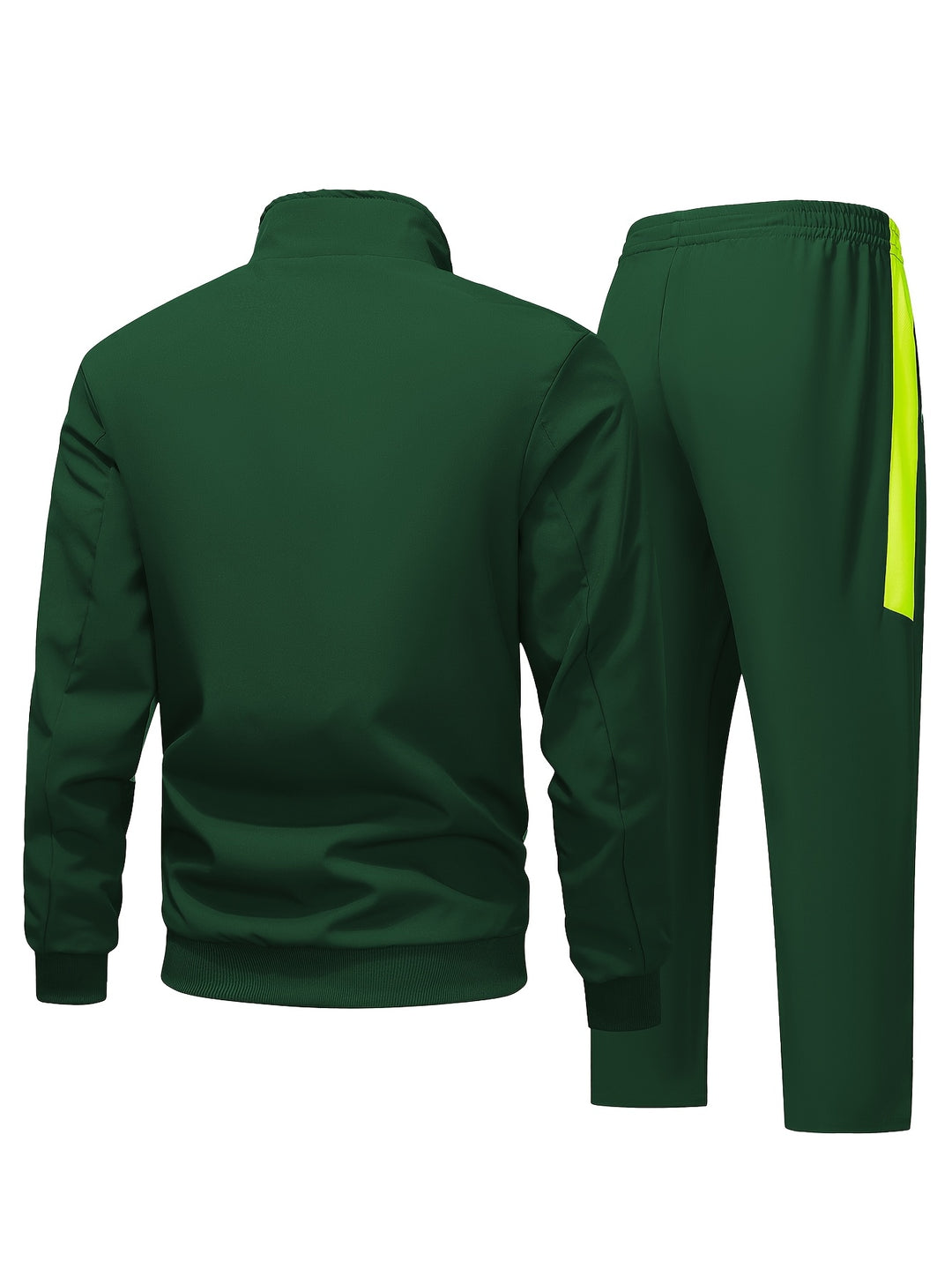 Heren trainingspak | Zwart sportpak met neon rits en broek