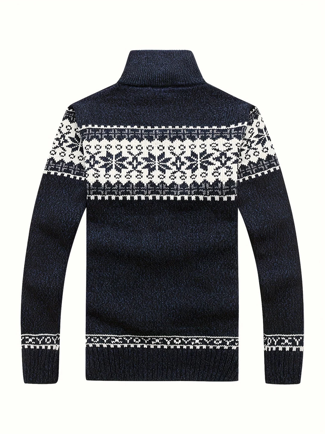 Heren vest | Gebreide cardigan met sneeuwvlok patroon en rits