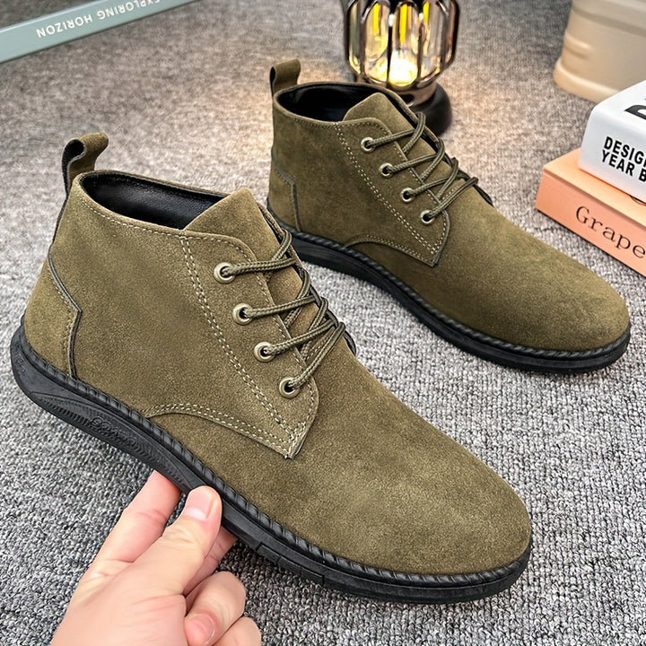 Enkellaarzen heren | Suèdelook veterschoenen met antislip zool