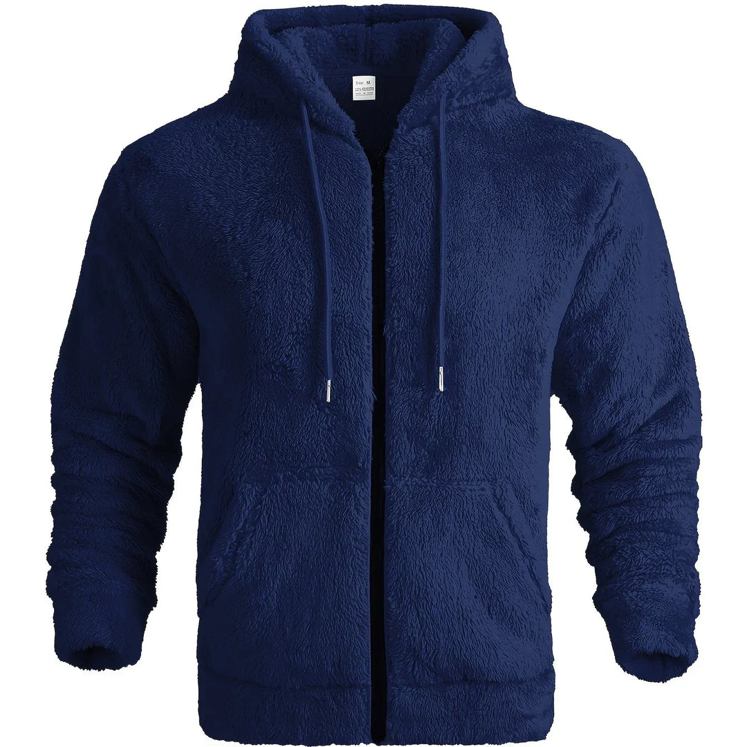 Heren teddy hoodie | Warme fleece trui met rits en capuchon