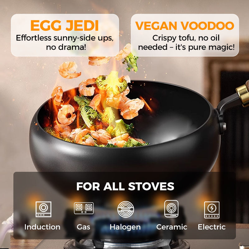 Wokpan gietijzer | Gezonde wok zonder coating voor veelzijdig koken