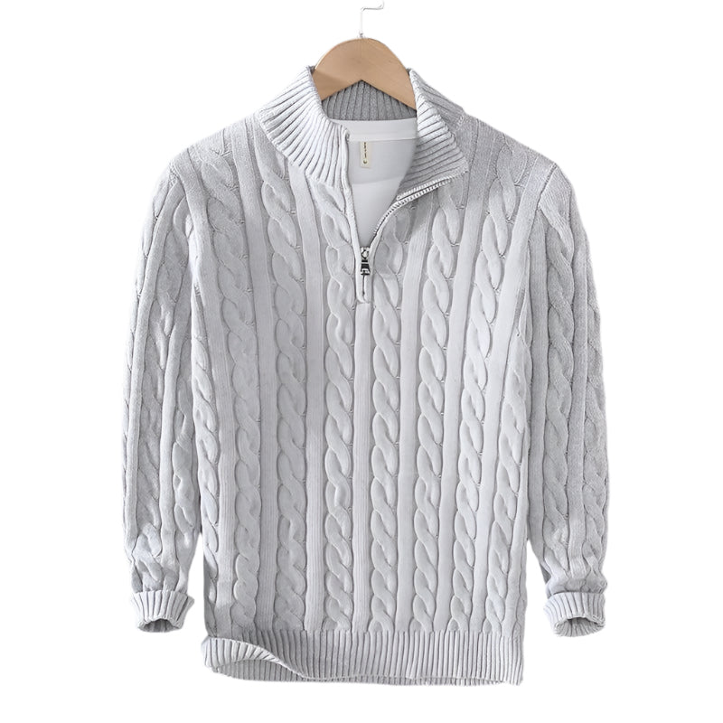CableEase Sweater | Quarter‑zip katoenen kabeltrui