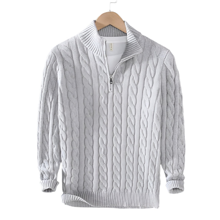 CableEase Sweater | Quarter‑zip katoenen kabeltrui
