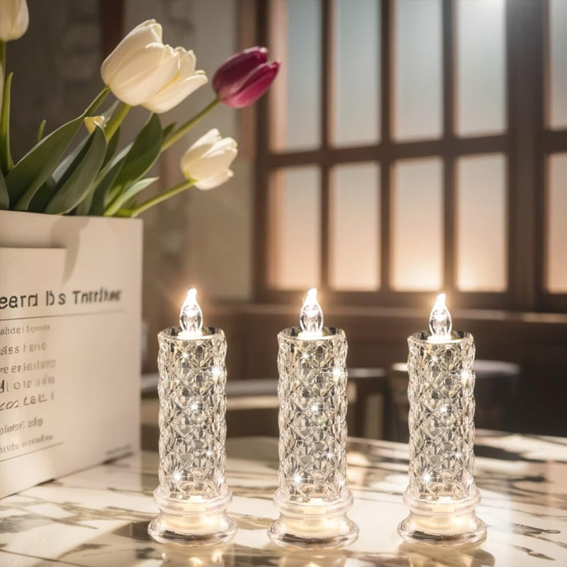 Kristalachtige LED kaars | Sfeervolle lamp met vlam effect