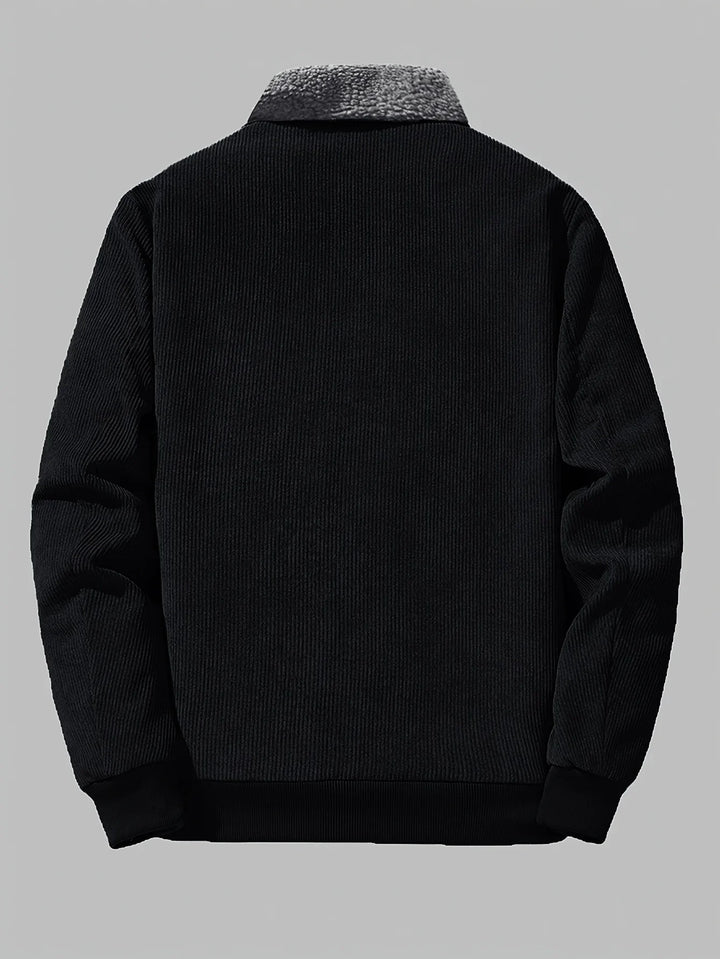 Heren winterjas | Corduroy jas met fleece voering en kraag