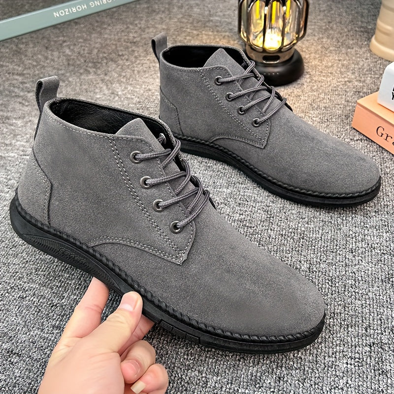 Enkellaarzen heren | Suèdelook veterschoenen met antislip zool