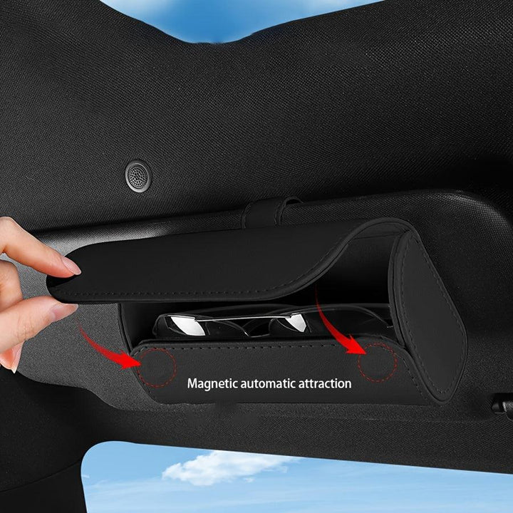 Auto brilhouder | Leren look zonnebril clip met stiksel detail