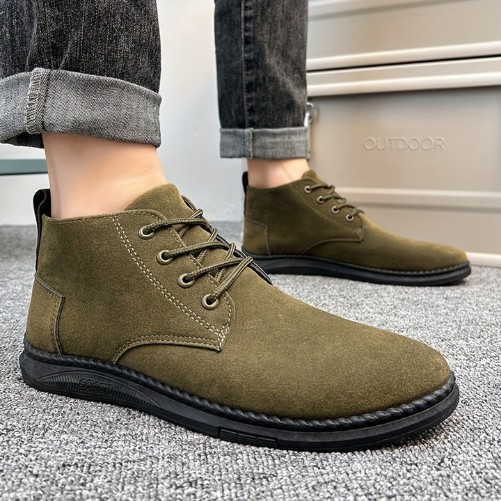Enkellaarzen heren | Suèdelook veterschoenen met antislip zool
