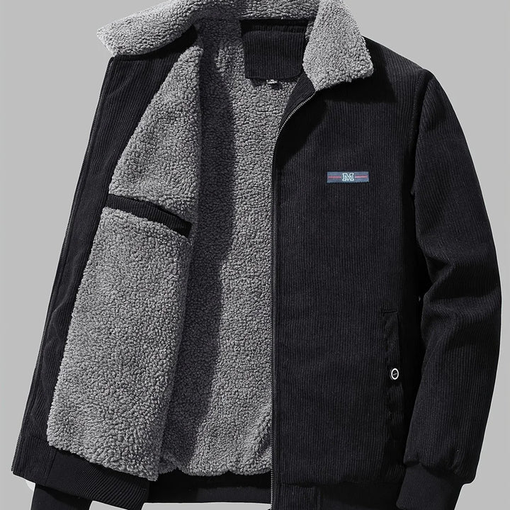 Heren winterjas | Corduroy jas met fleece voering en kraag