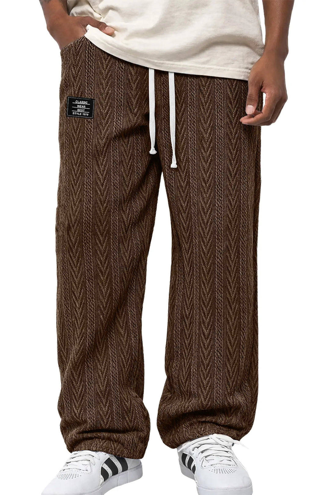Heren broek | Jacquard broek met elastische taille