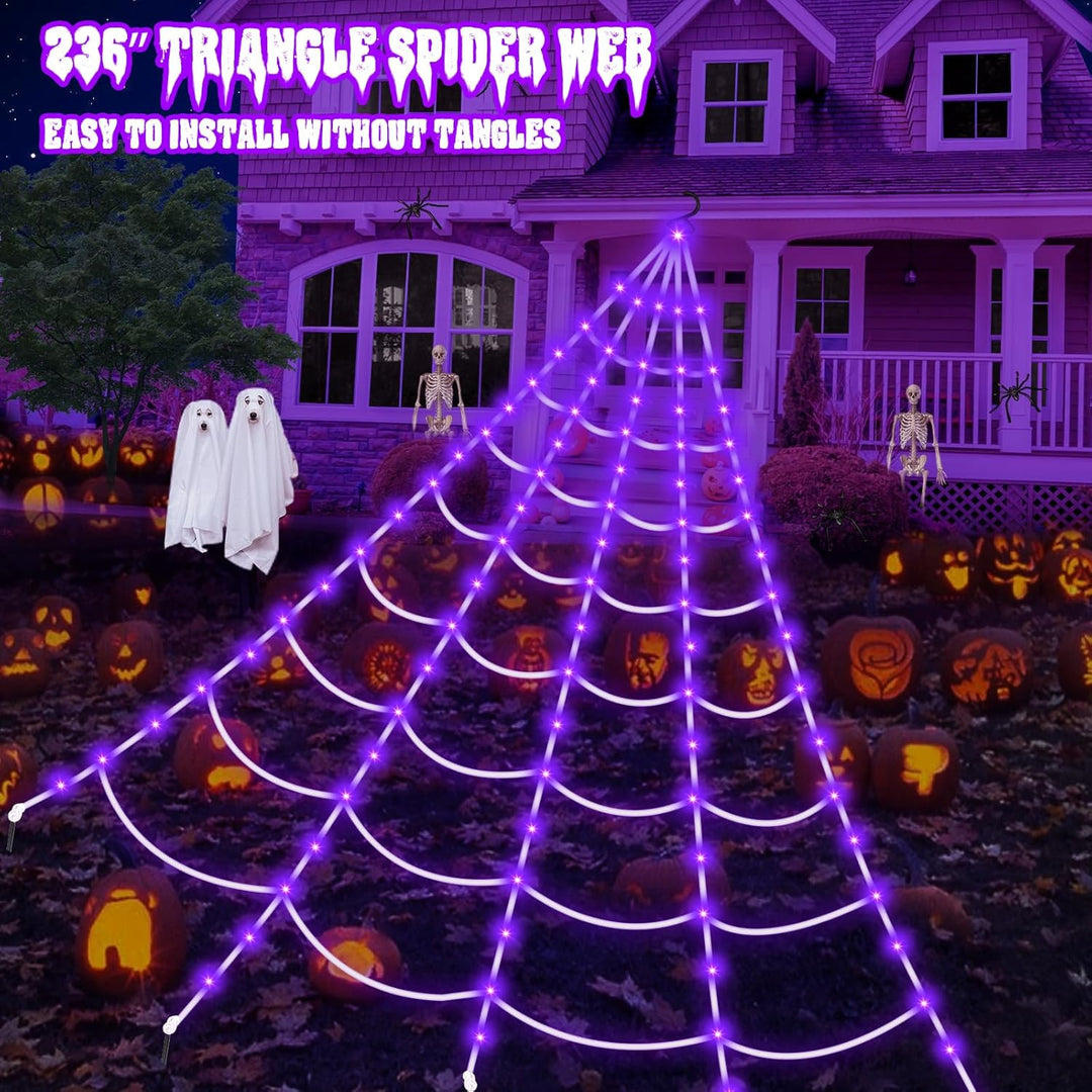 Spectral Web | Lichtgevend XXL spinnenweb voor Halloween