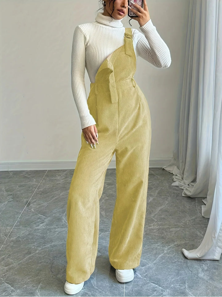 Dames tuinbroek | Lichtbruin casual model met knopen en brede band