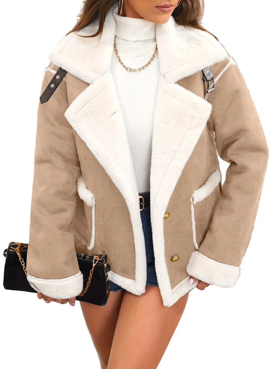 Dames winterjas | Roze teddy jas met witte voering