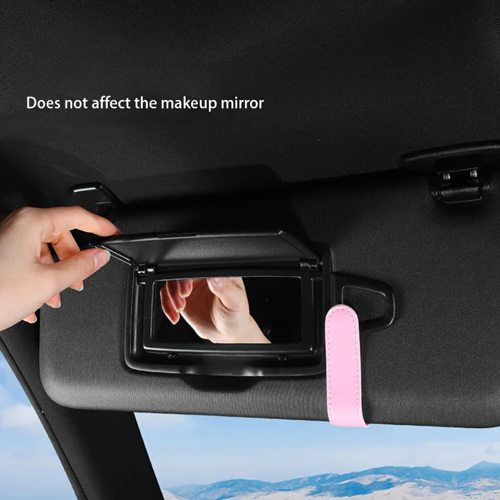 Auto brilhouder | Leren look zonnebril clip met stiksel detail