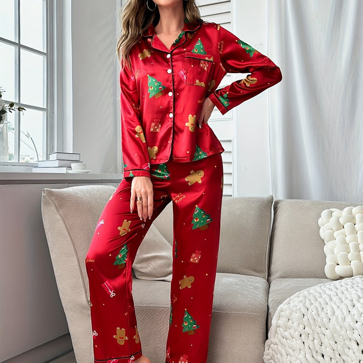 Dames kerst pyjama set | Comfortabele pyjama met kerstprint