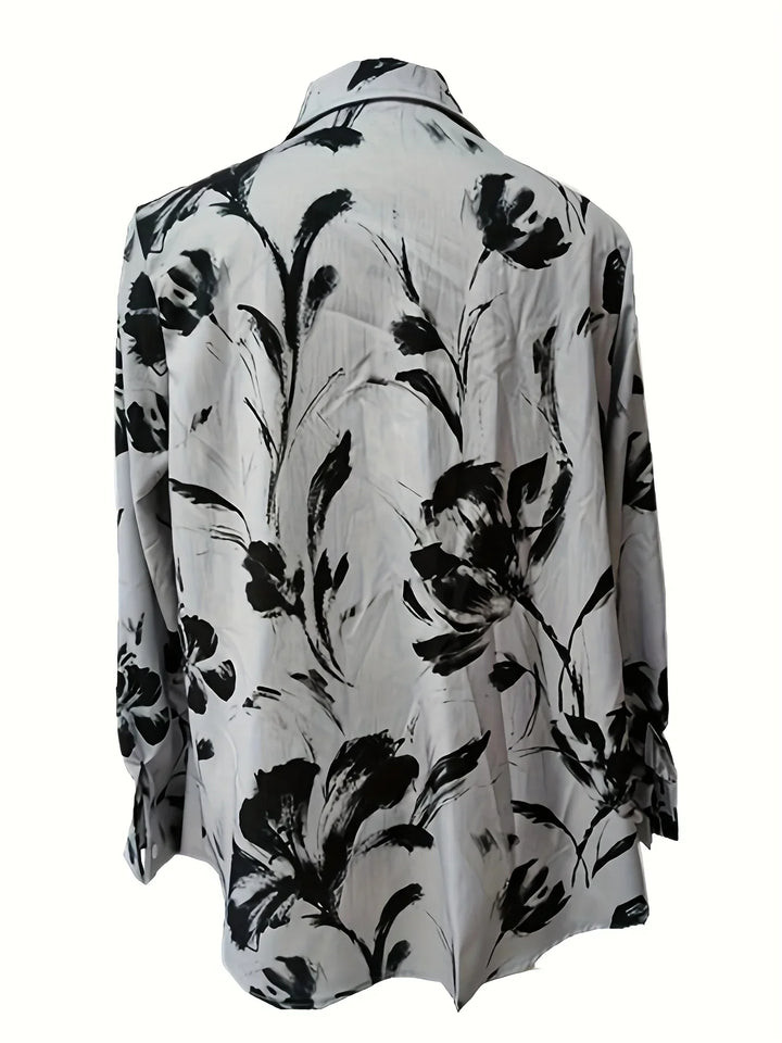 Dames blouse | Bloemenprint shirt met knopen en lange mouw