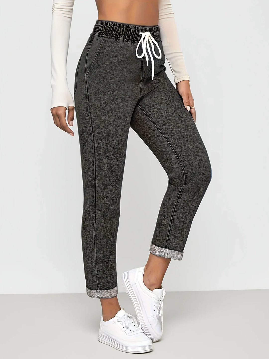Dames jeans | Lichte spijkerbroek met elastische taille