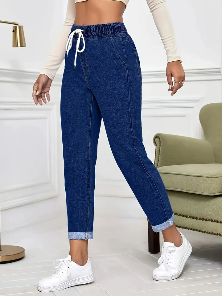Dames jeans | Lichte spijkerbroek met elastische taille