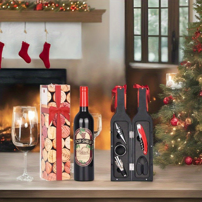 Wijn cadeau set | 5-delige wijnaccessoires in flesvorm