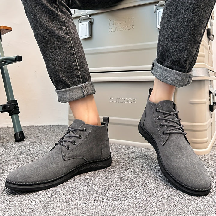 Enkellaarzen heren | Suèdelook veterschoenen met antislip zool